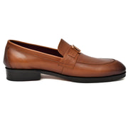 Men's tan crust leather formal loafer shoe, business & casual party wear - Feetique Footwea